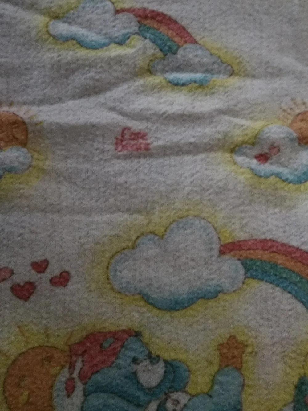 Vintage 1983 Care Bears Pastel Rainbow Baby Blanket Set Of 2 27x37
